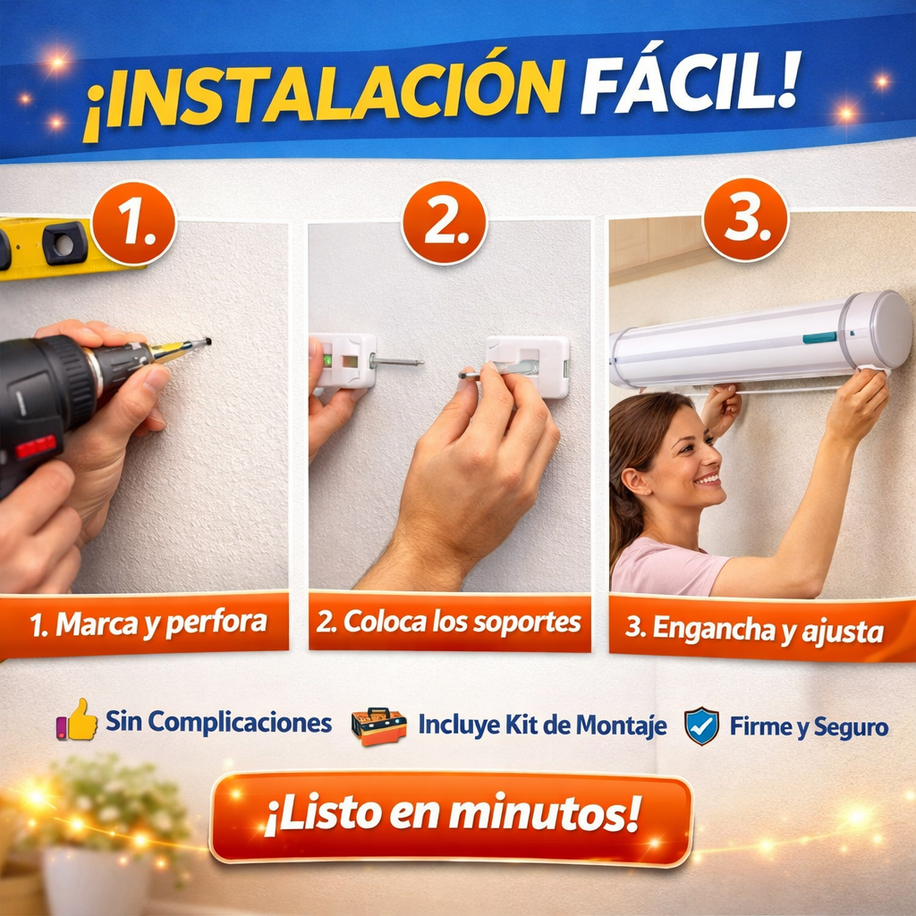 Tendedero retráctil, de fácil instalación
